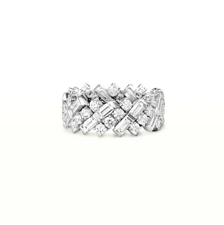 F-G/VS 3.05 Ct Round and Baguette Diamond Full Eternity In Platinum
