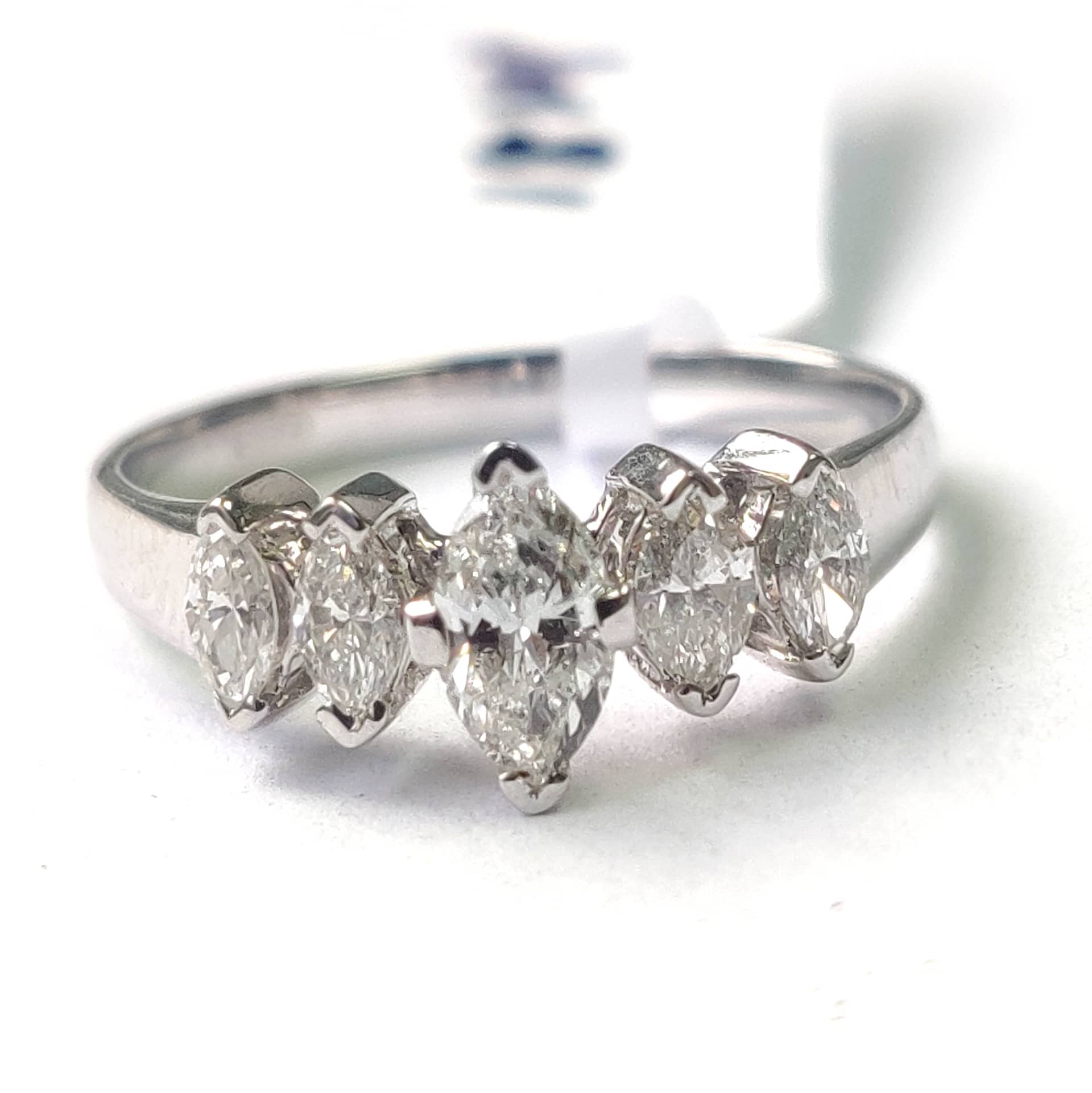 Heavy Platinum 0.70Ct Marquise Diamond Anniversary Ring