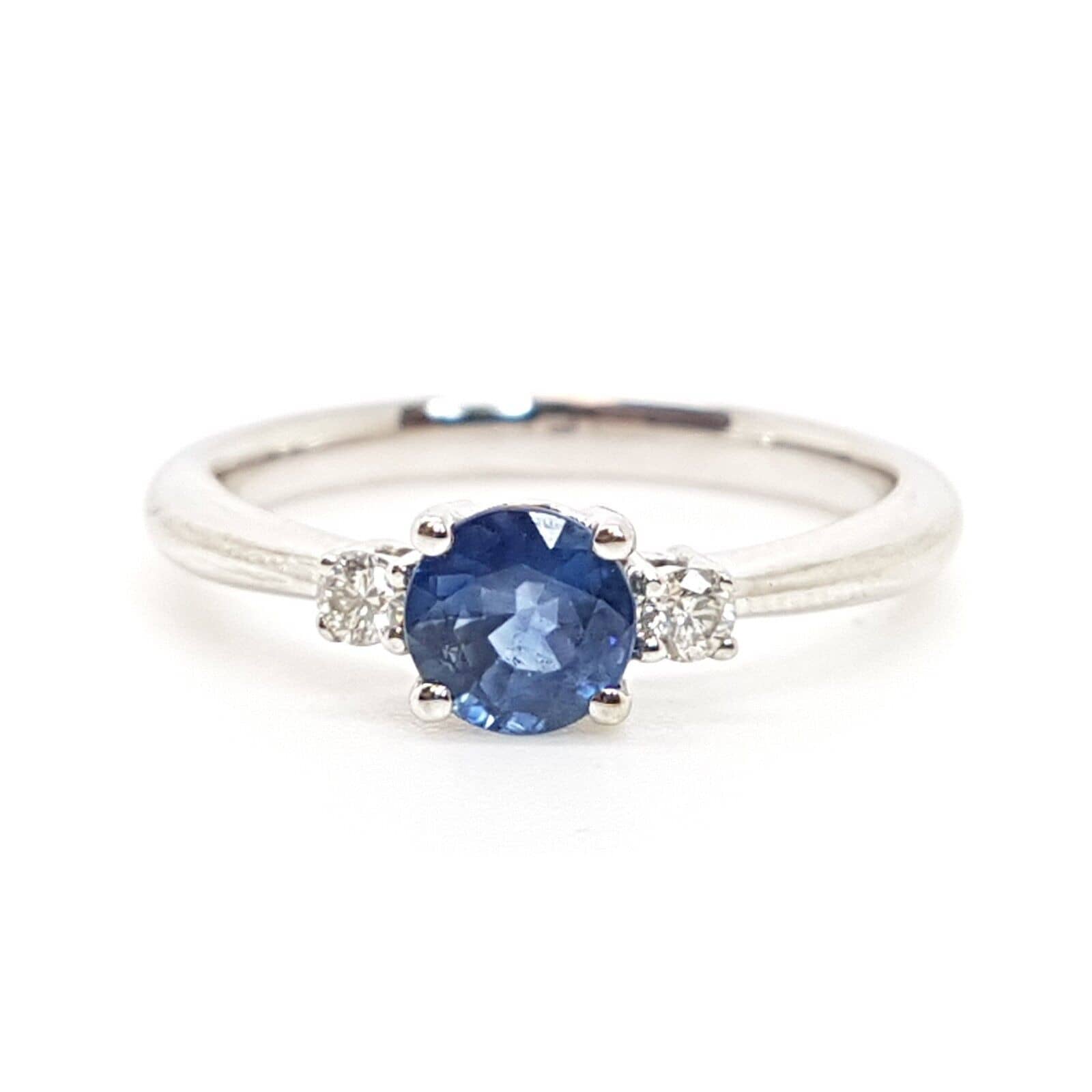 HEAVY GOLD 2.24GM 2.3MM 1.00 Carat Sapphire And Diamond Ring, White Gold