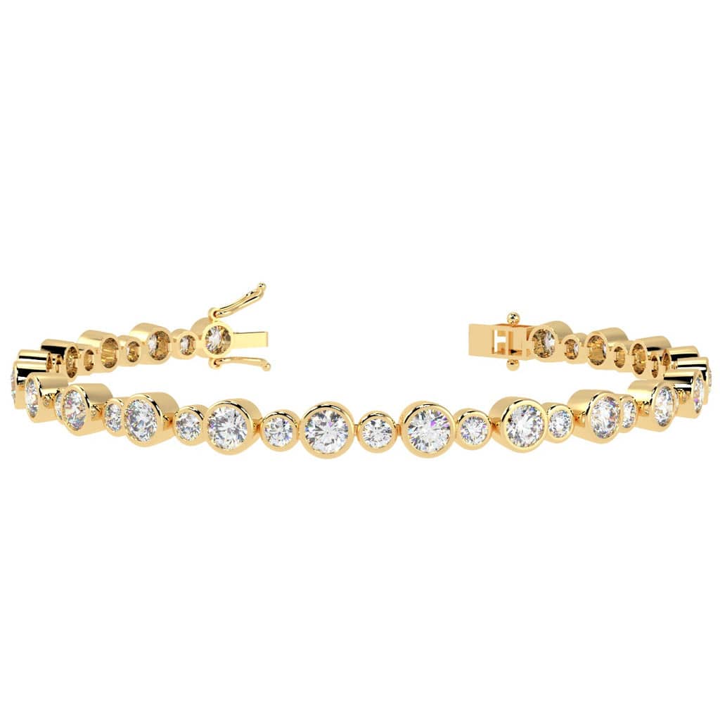 F/VS 5.00CT ROUND DIAMOND BEZEL SET TENNIS BRACELET