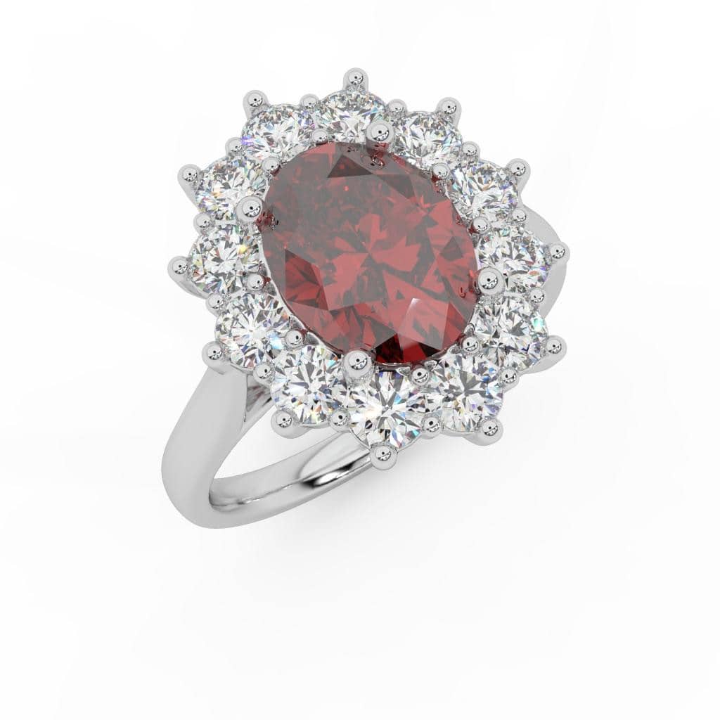 Natural Diamond Cluster Engagement Ring For Women 2.50 Ct Ruby And Diamond Crafted In Platinum