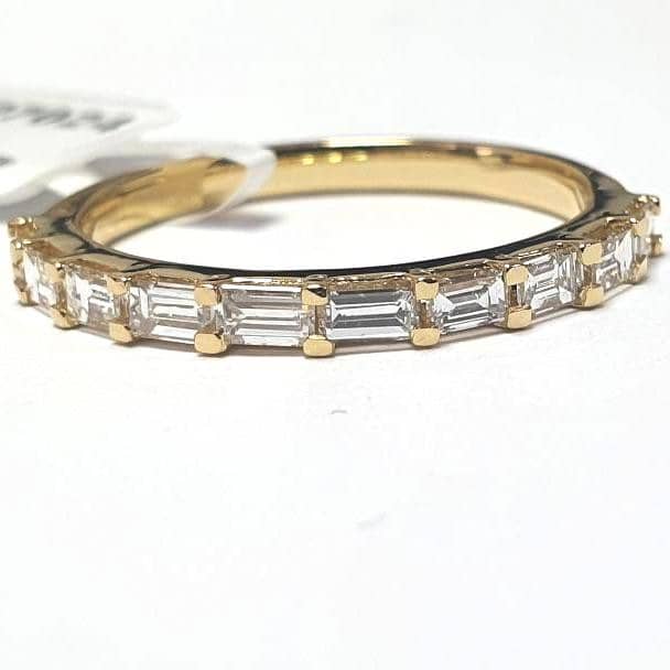 F/VS 0.50CT NATURAL BAGUETTE DIAMOND CLAW SET HALF ETERNITY IN 18K YELLOW GOLD