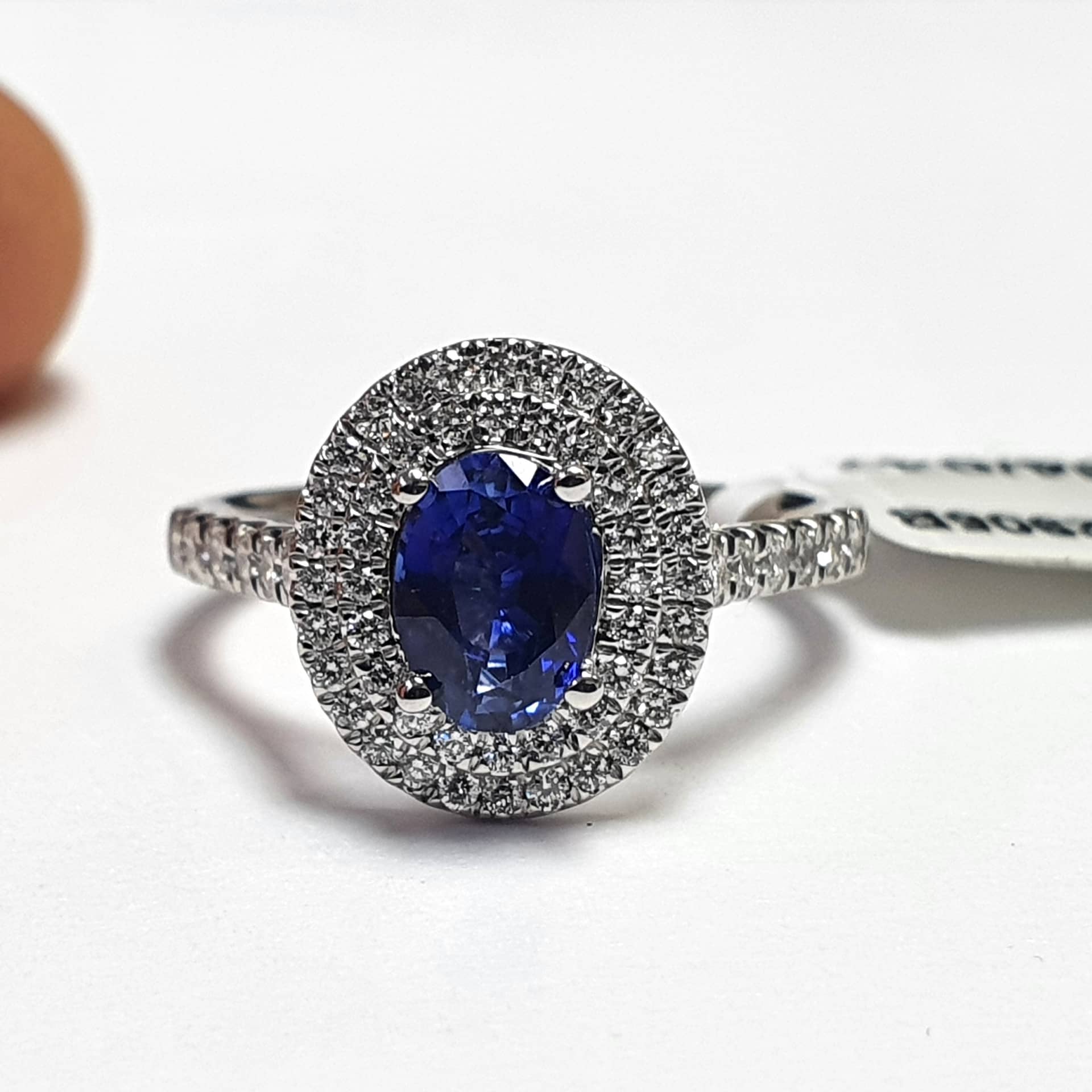 1.50Ct Oval Shape Tanzanite & Diamond Double halo Engagement Ring In Platinum