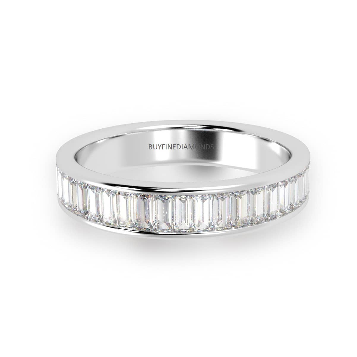 Channel Set D-E/VS Natural Baguette Diamond Half Eternity Wedding Ring 0.50CT - 3.00CT