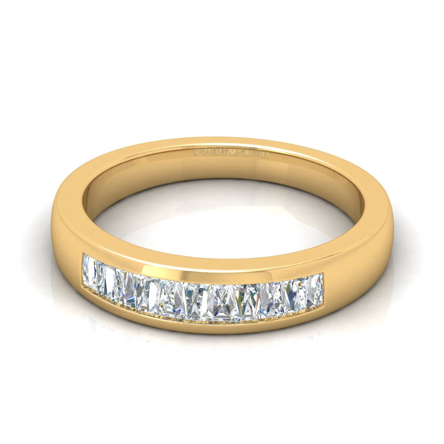 4.5mm 0.60Ct Tapper Baguette Diamond Half Eternity Ring In18k Yellow Gold