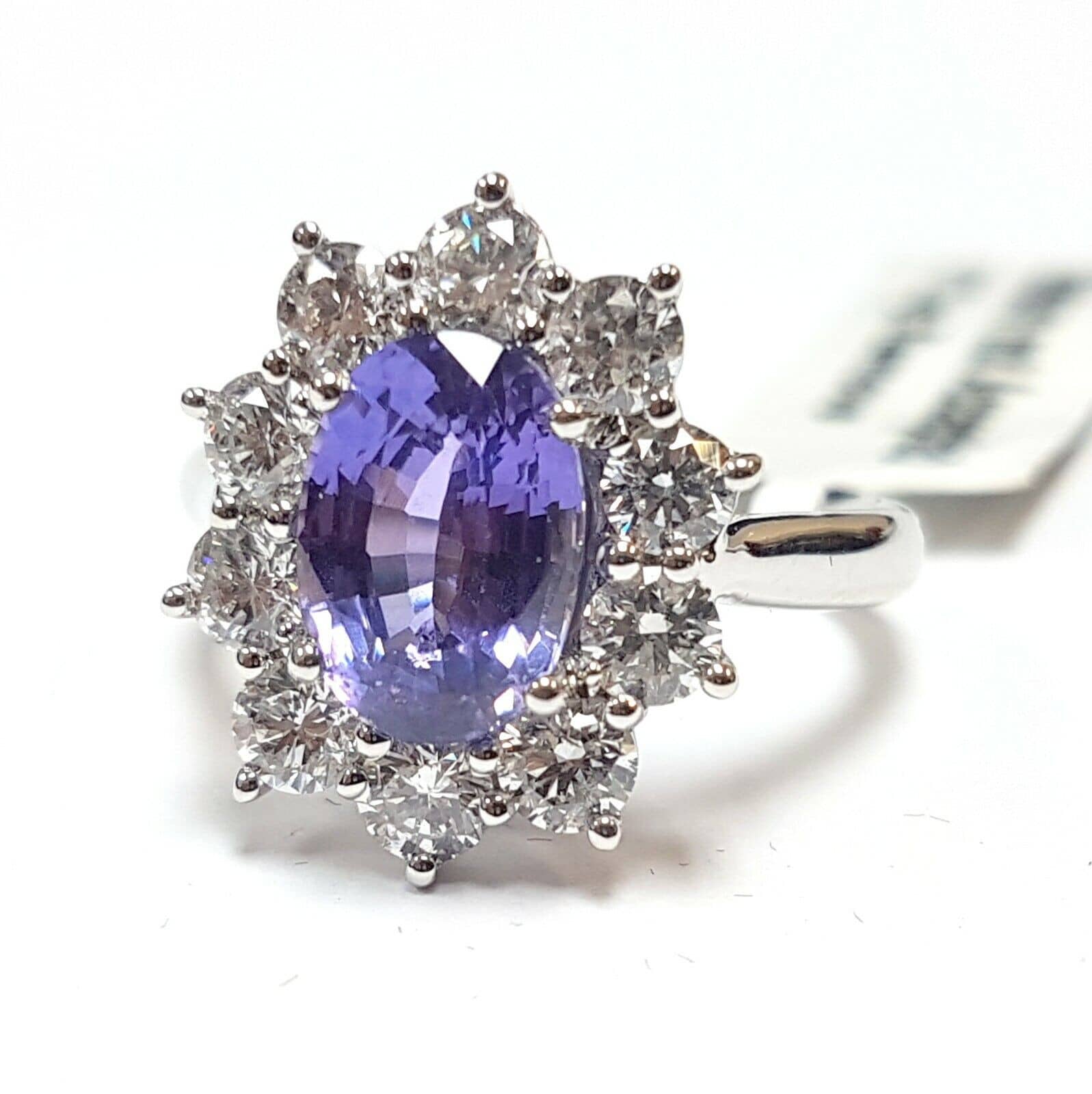 AAA Quality 3.90Ct Tanzanite And Diamond Cluster Ring In Platinum