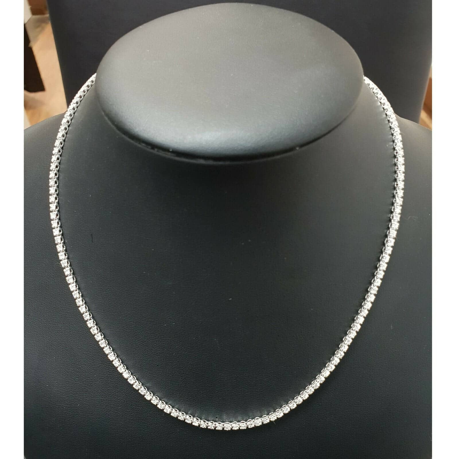 CERTIFIED! 6.00CT ROUND DIAMOND TENNIS NECKLACE IN HALLMARKED 9K WHITE GOLD