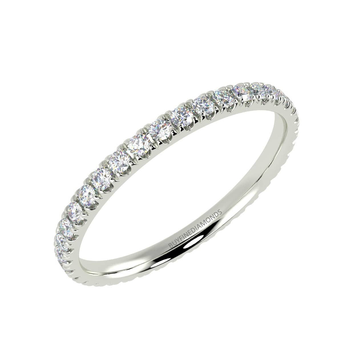 Women's F/VS 0.60Ct Round Diamond Micro Pave Full Eternity Ring In Platinum