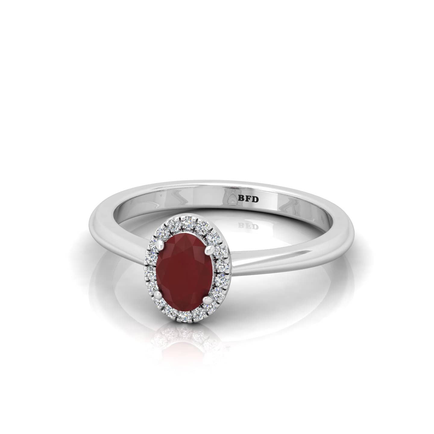 1.00 Ct Natural Oval Cut 5x3mm Ruby & Round Diamond Halo Gemstone Engagement Ring In Gold & Platinum