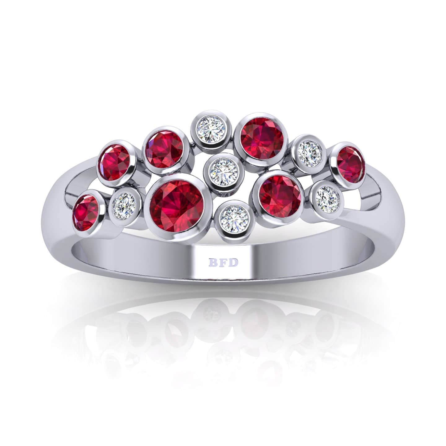 0.60 CT NATURAL RUBY AND DIAMOND HALF ETERNITY RING HEAVY GOLD & PLATINUM