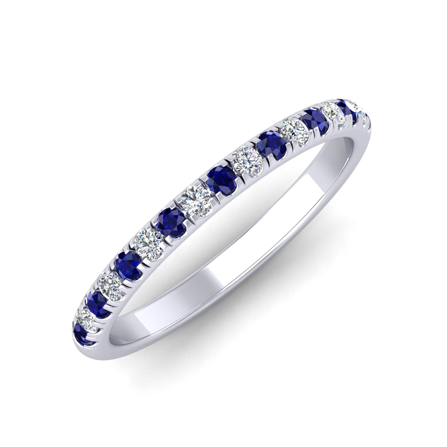 0.25CT NATURAL RUBY, SAPPHIRE & DIAMOND MICRO PAVE SET HALF ETERNITY RING