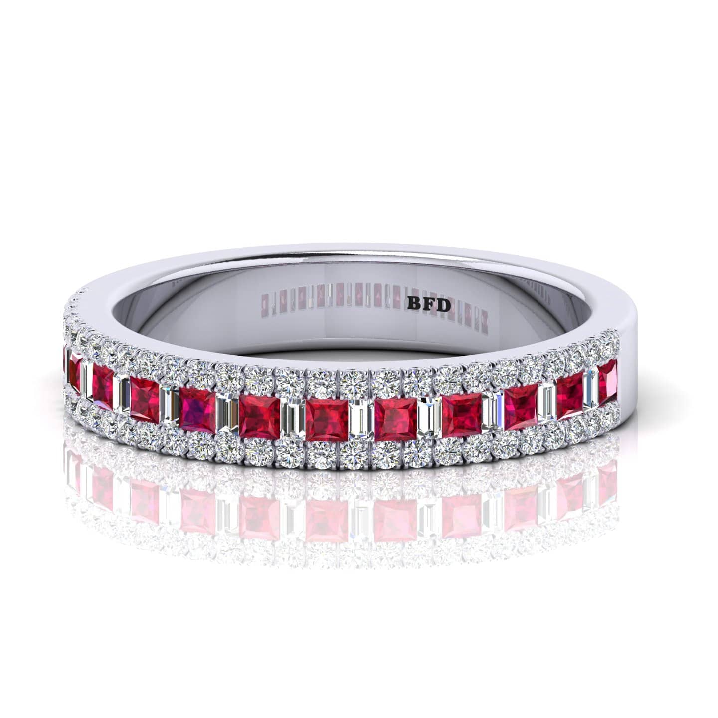 0.80 Ct Channel Setting Half Eternity Baguette And Princess Diamond Ring In Gold & Platinum
