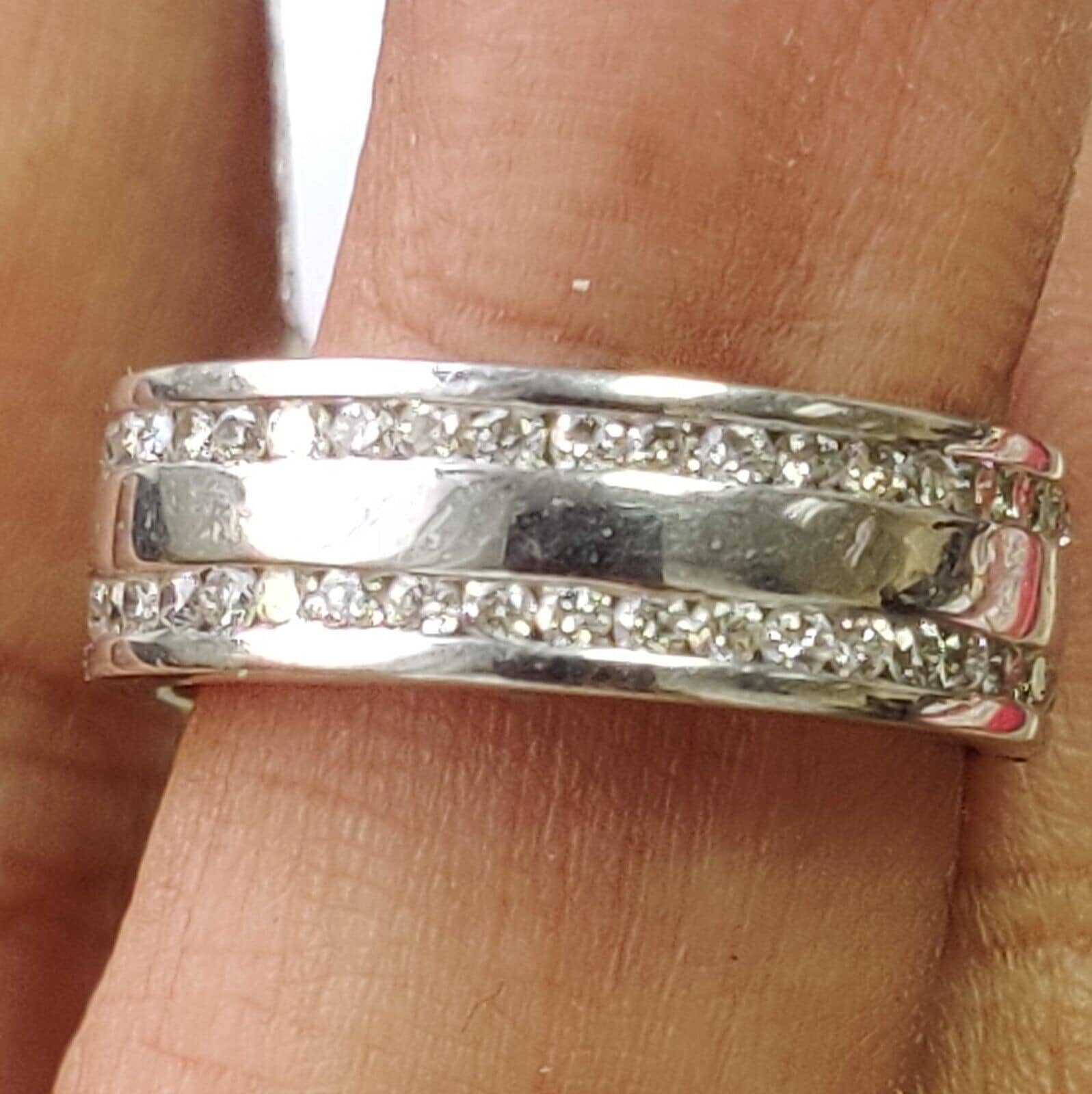 MEN'S 1.00Ct PLATINUM F/VS ROUND DIAMOND 2 ROWS CHANNEL SET FULL ETERNITY RING