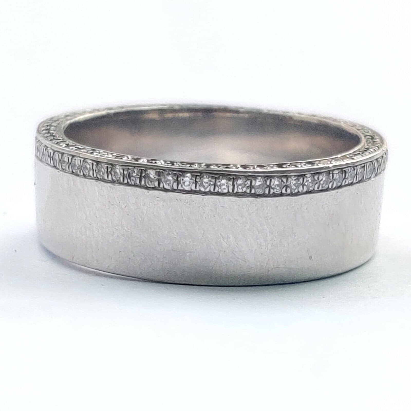 0.30CT ROUND BLACK AND WHITE DIAMOND FULL ETERNITY RING IN PLATINUM FOR MEN