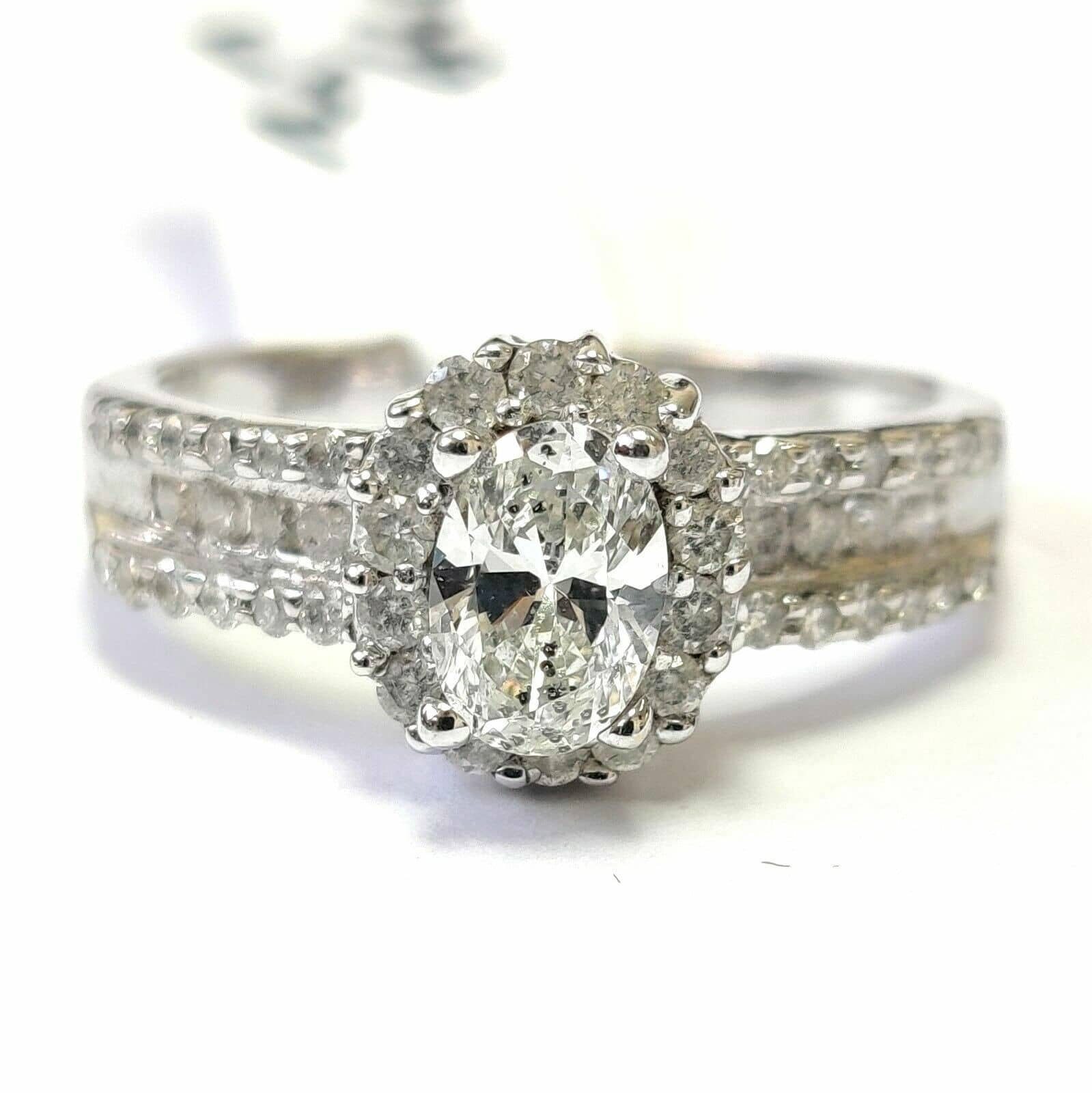 100% Natural 1.20Ct Oval Cut Diamond Halo Engagement Ring For Women In 18k White Gold