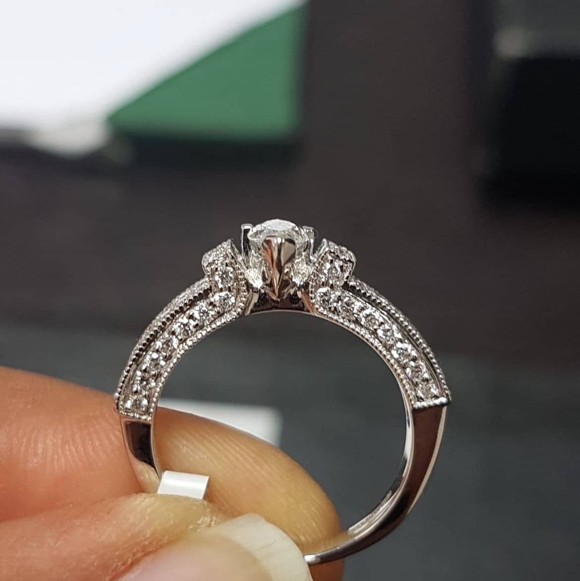 Last Piece... 1.20ct Art Deco Marquise Designer Ring In 18k White Gold For Her