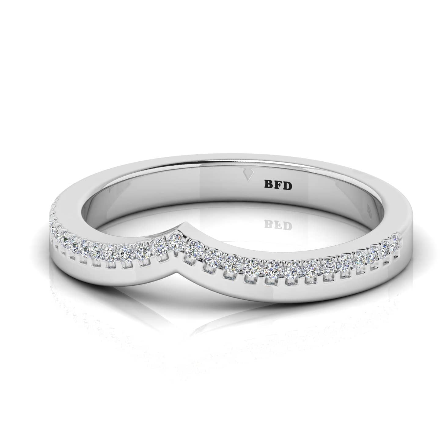 D-E/VVS 0.10 Ct Natural Round Diamond Wishbone Shape Half Eternity Ring In Gold & Platinum