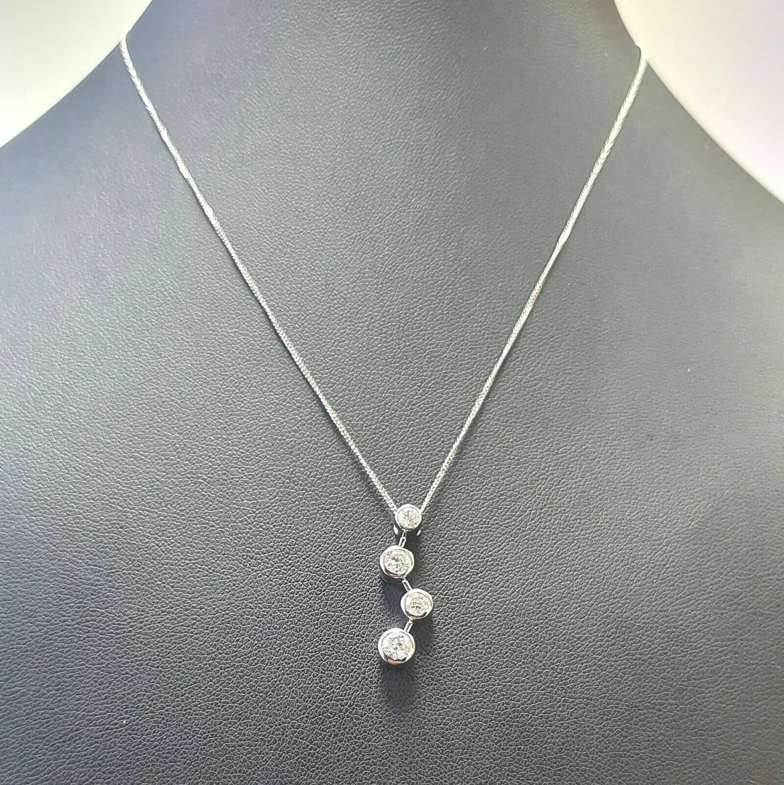 Bezel Set Round Diamond Pendant In White Gold - 0.90 carat