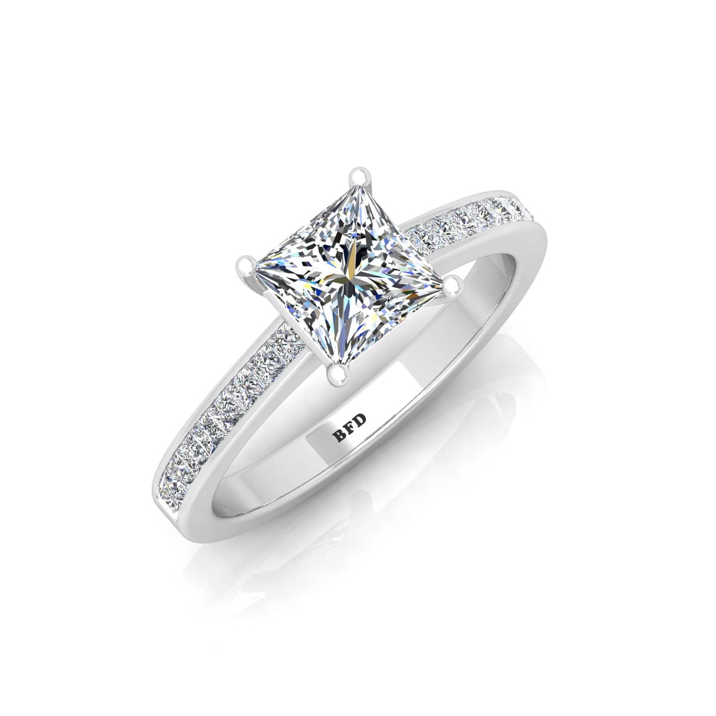 0.60 Ct Princess Cut Diamond Channel Set Engagement Ring In Gold & Platinum