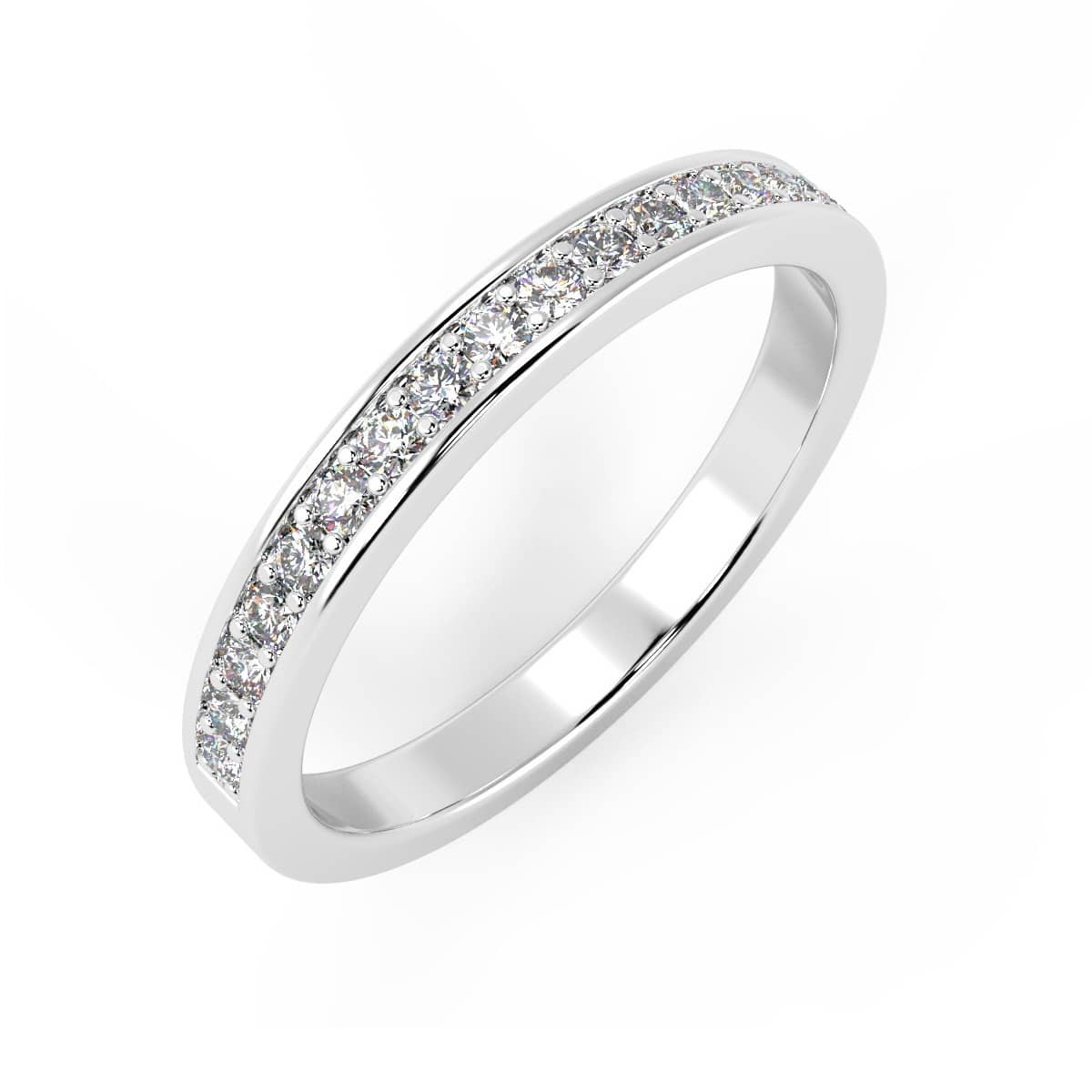 2.5MM 0.50Ct Round Diamond Pave Set Half Eternity Wedding Ring In White Gold