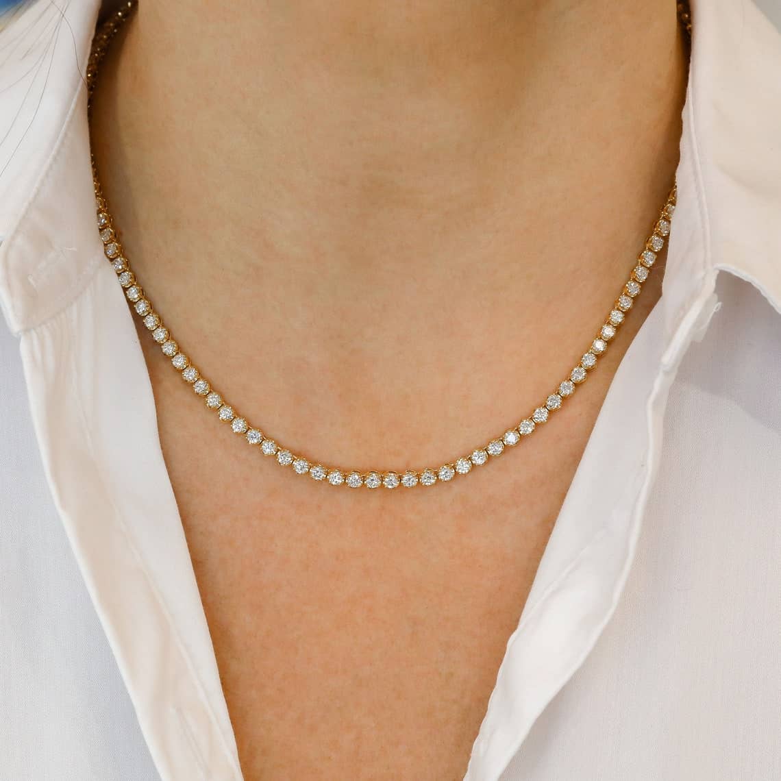 LAST PIECE ! CERTIFIED 3.50CT ROUND DIAMOND TENNIS NECKLACE IN HALLMARKED GOLD