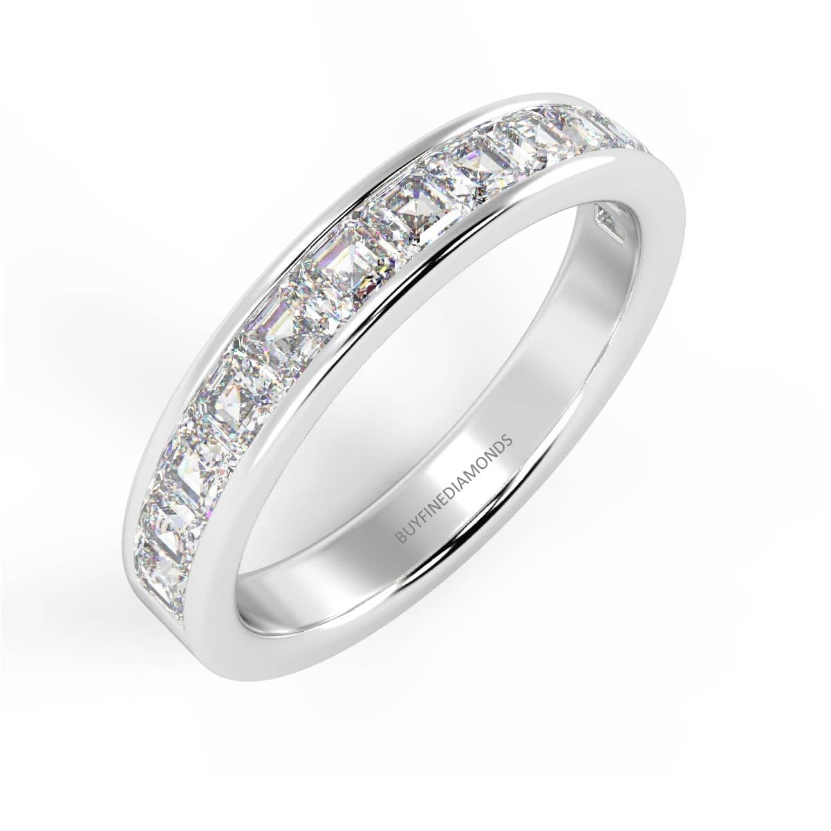 Channel Set 0.50 CT Asscher Cut Diamond Half Eternity Ring In 950 Platinum