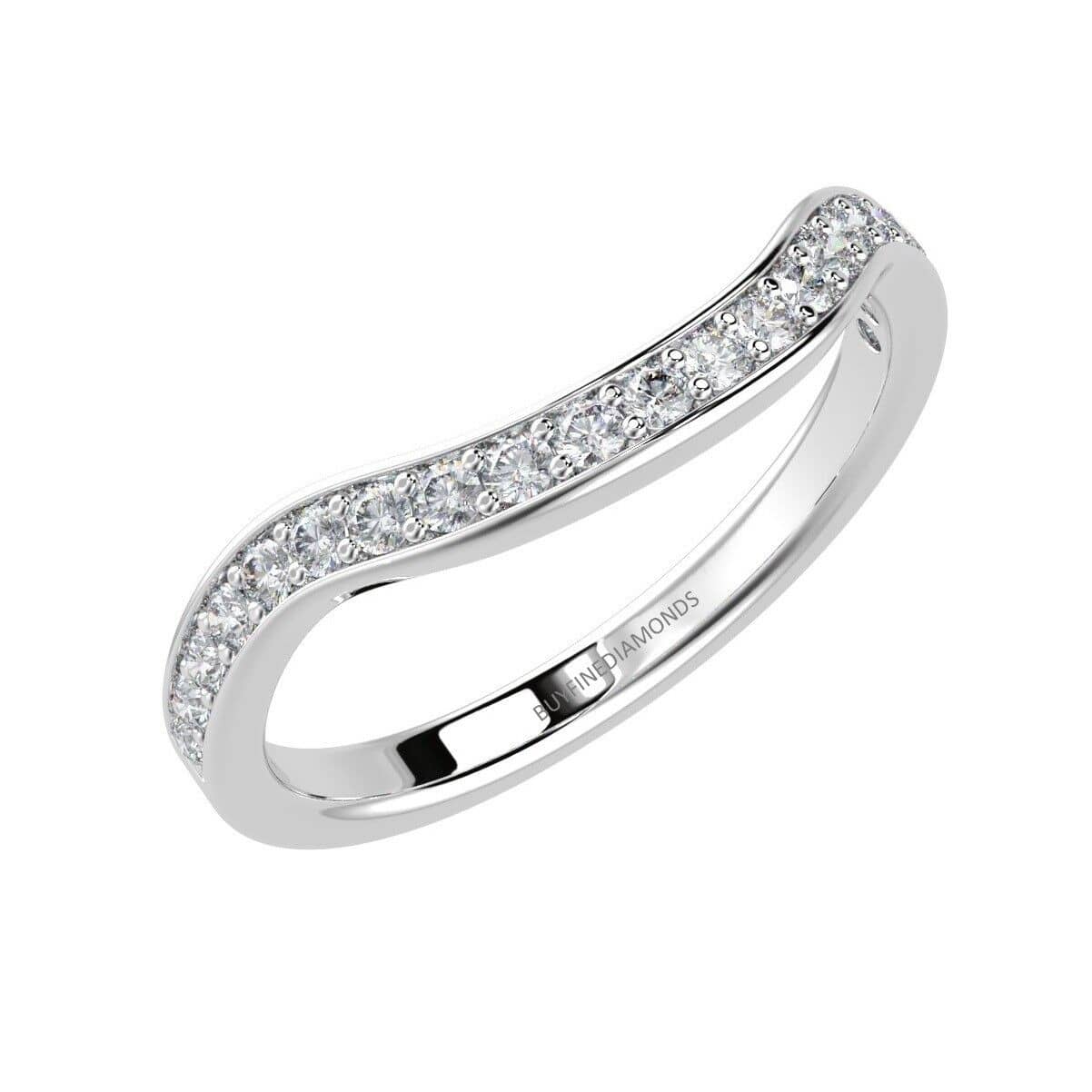 F/VS 0.33ct Natural Round Diamond Curve Shape Wedding Band Crafted In Platinum Half Eternity Ring For Women