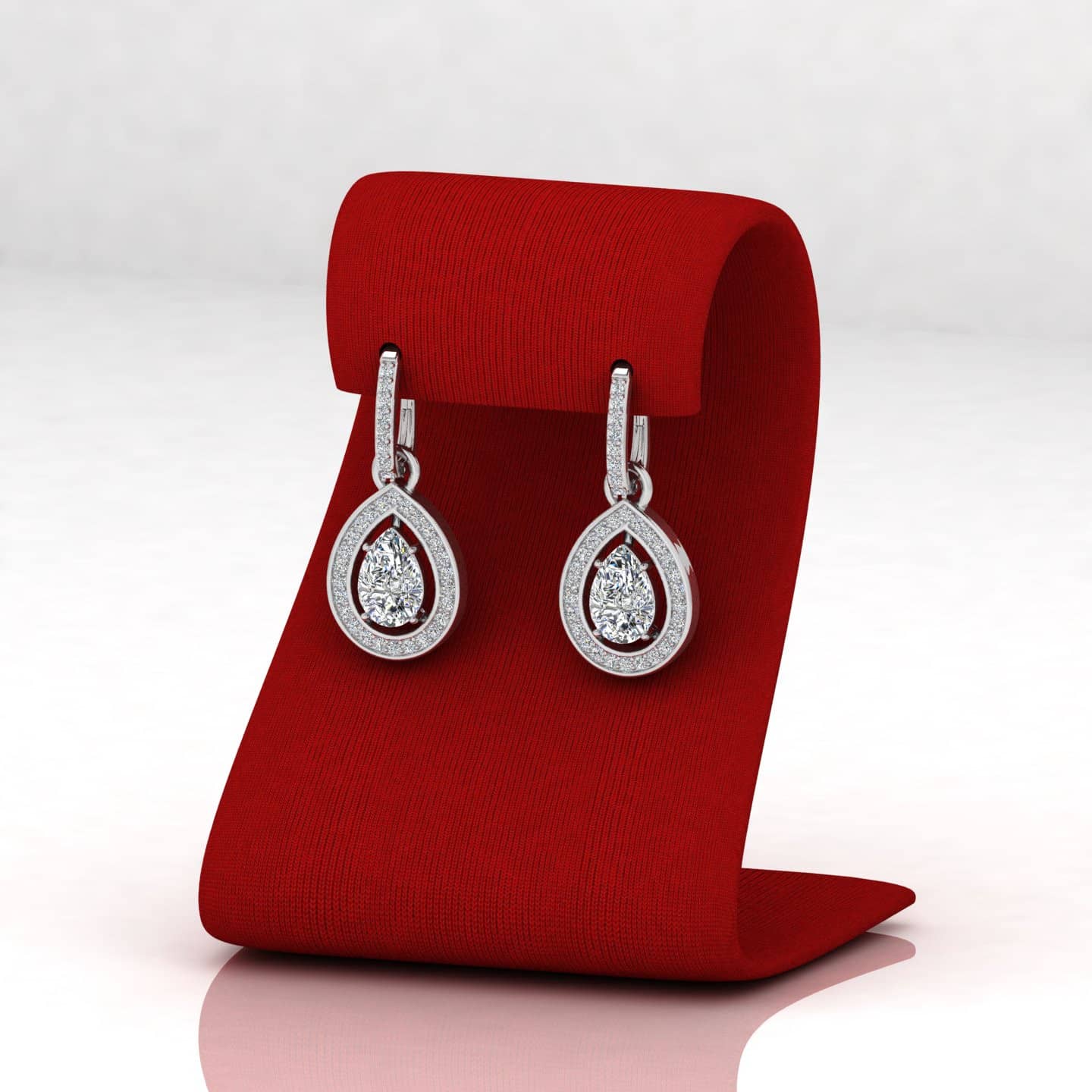 0.70 Ct F-G/VS Natural Diamond Luxurious Tear Drop Shape Halo Style Dangling Drop Earring
