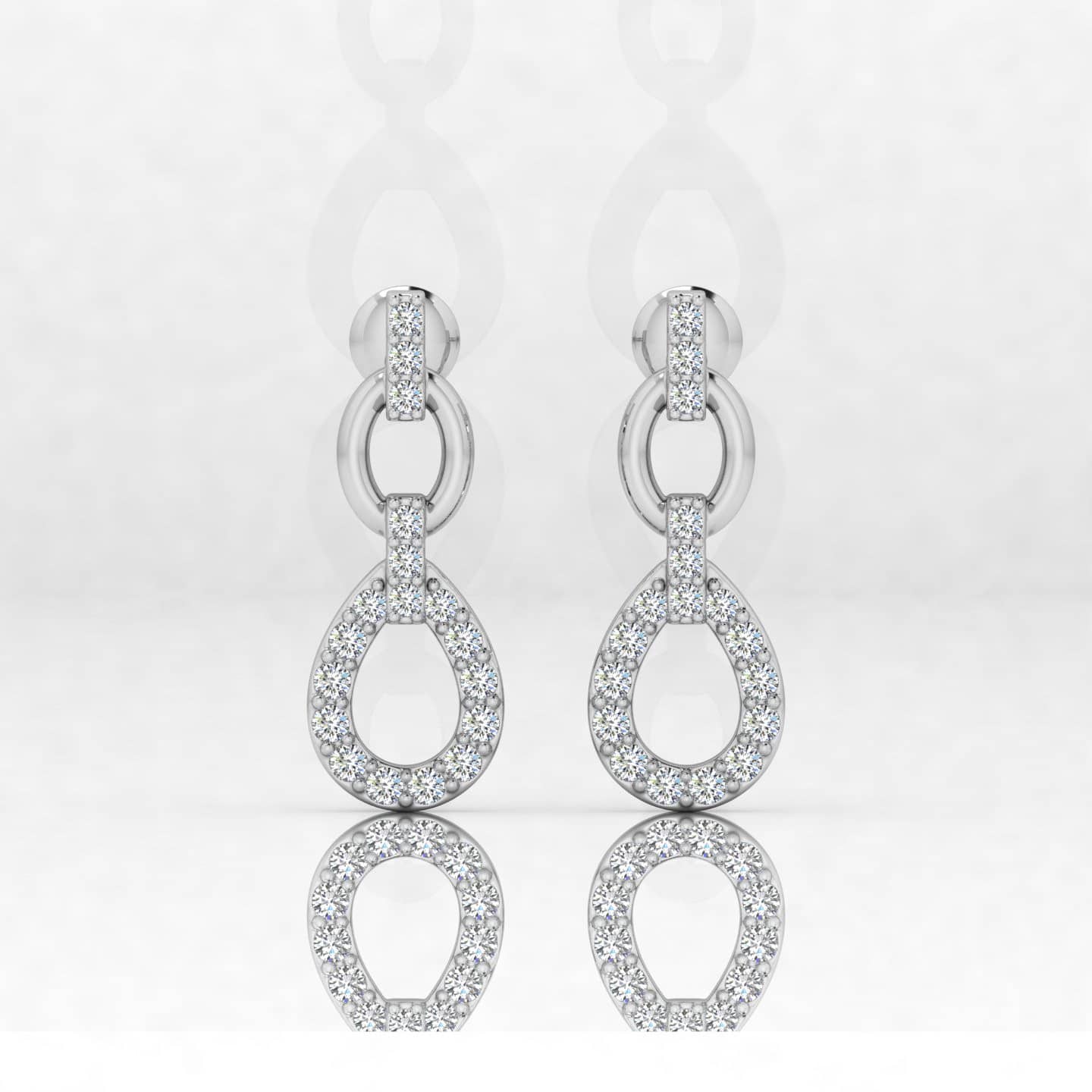 F-G/VS 0.25Ct Prong Setting Round Shape Designer Diamond Drop Earrings In Gold & Platinum
