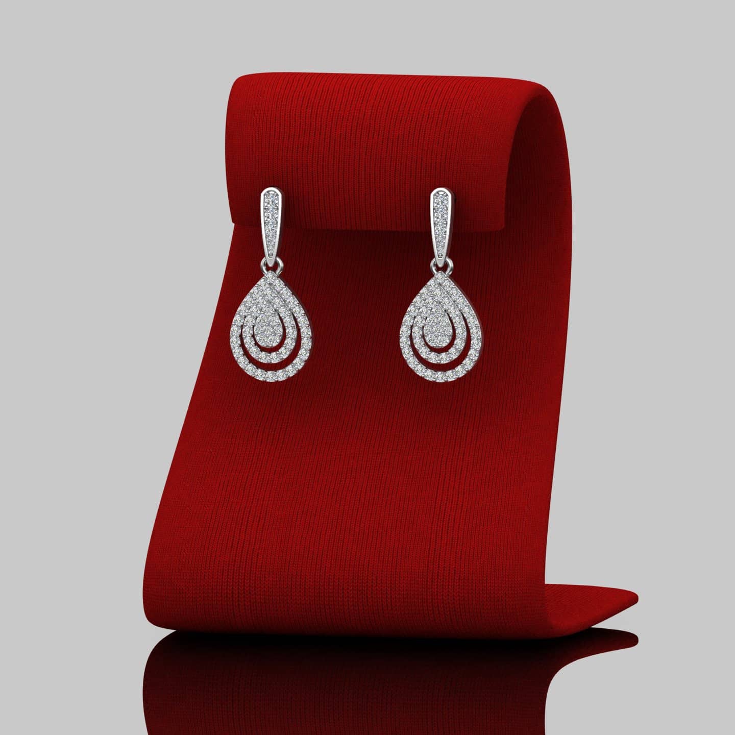 1.00 Ct F-G/VS Pave Setting Natural Round Shape E-Clusive Diamond Drop Earrings