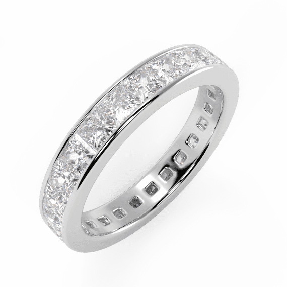 1.00 CT PRINCESS DIAMOND CHANNEL SET FULL ETERNITY RING IN 18K WHITE GOLD