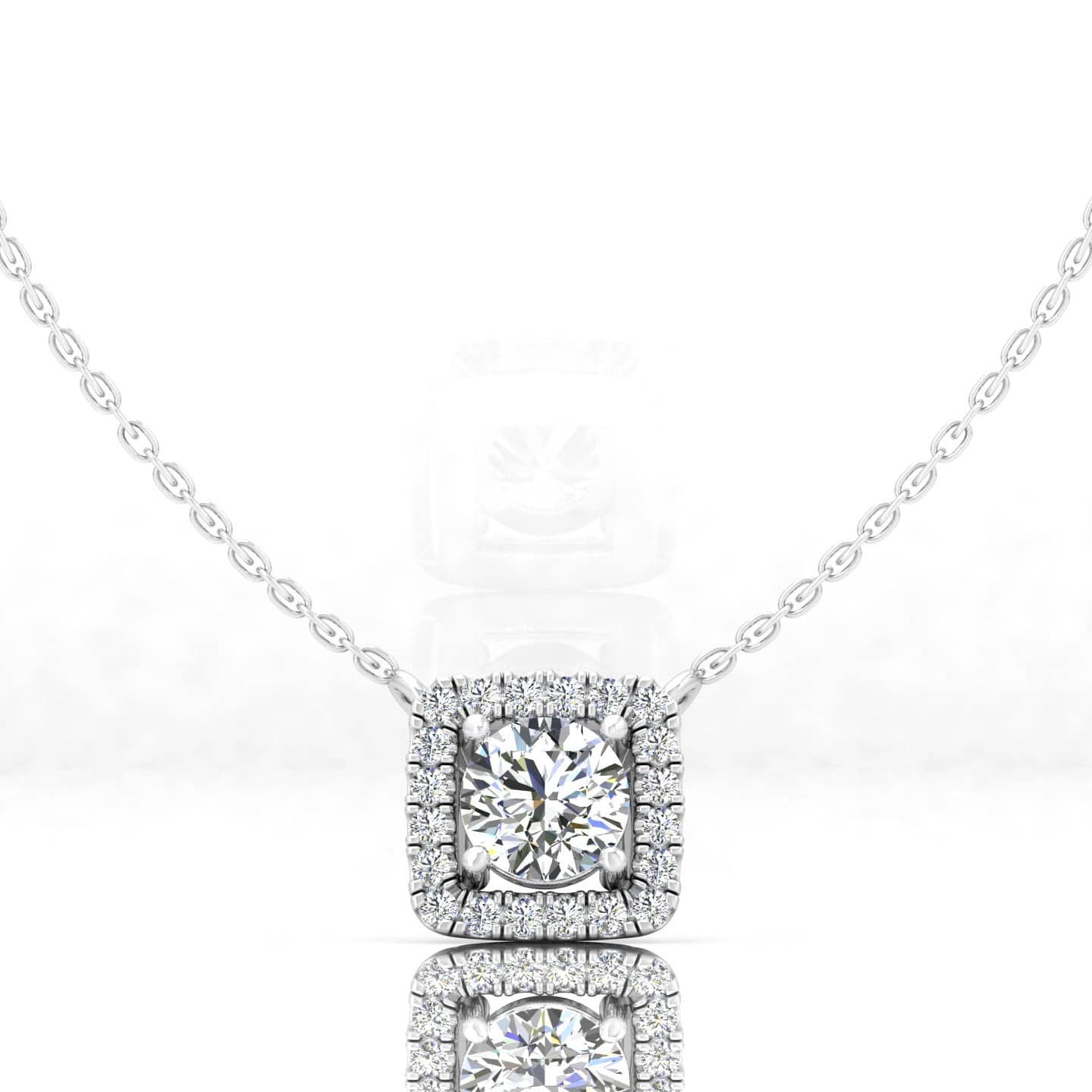 0.50Ct-1.00Ct Natural Round Diamond Halo Pendant With Chain Crafted In Platinum and 18k Gold