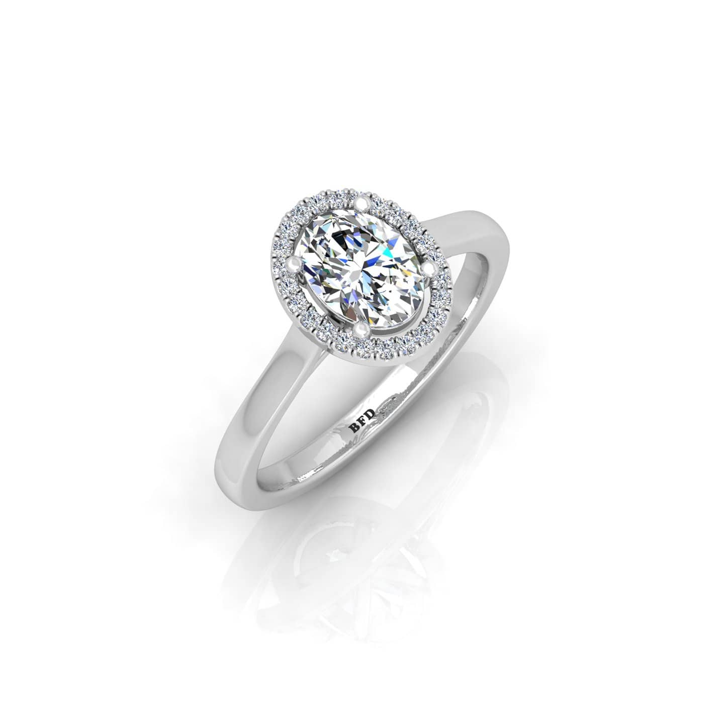 0.60Ct F/VS Natural Oval Halo Diamond Engagement Rings In Gold & Platinum For Her