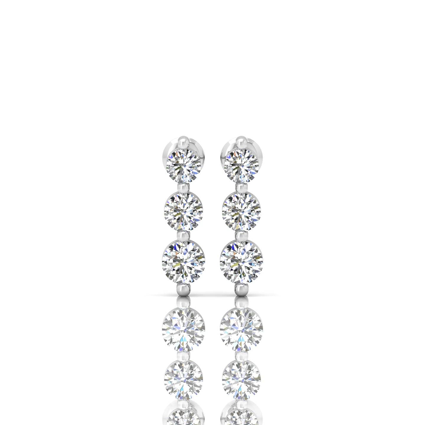 F/VS 0.50 Ct Natural Round Diamond Prong Set Tower Earring Crafted In Gold