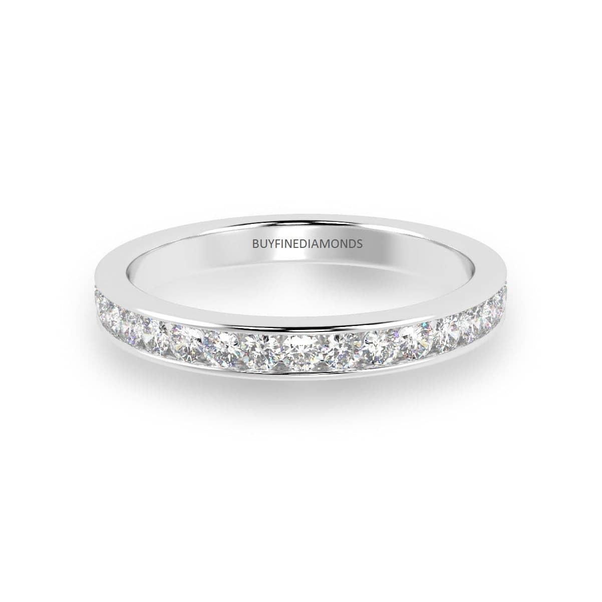 Natural Round Diamond Channel Set Half Eternity Wedding Ring In White & Yellow Gold, 0.25 CT - 1.00 CT