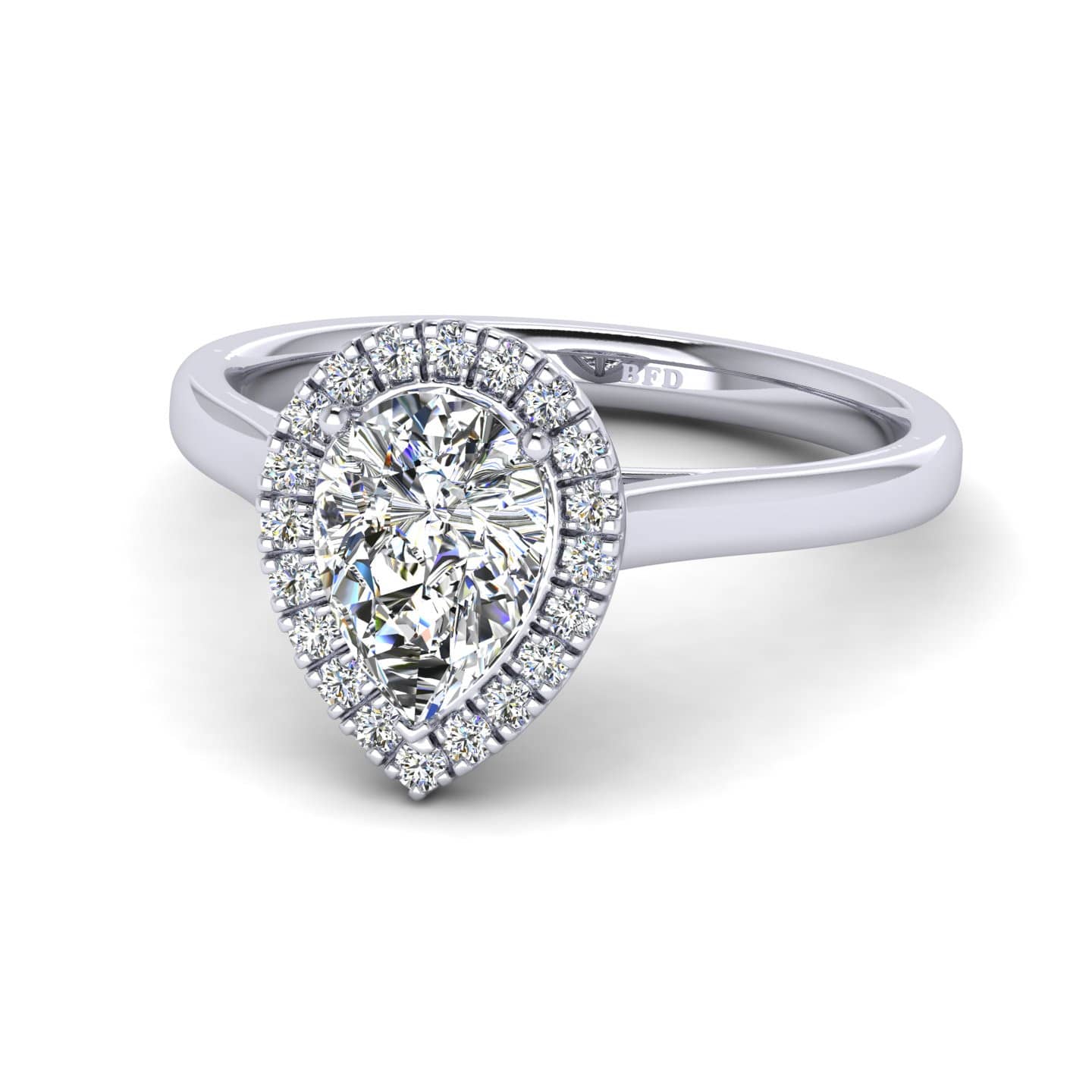 Pear Cut Diamond halo Engagement Ring