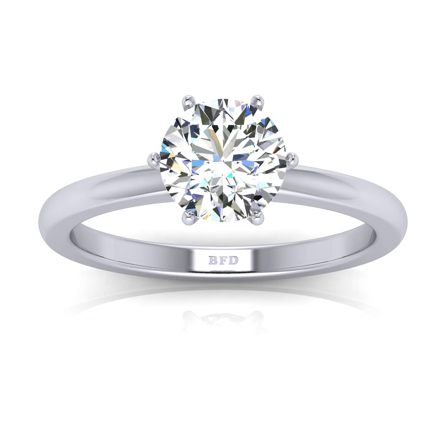 Six Claw Round Diamond Solitaire Ring