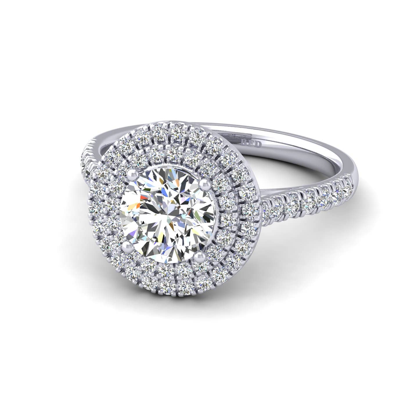 Round Diamond Double Halo Engagement Ring