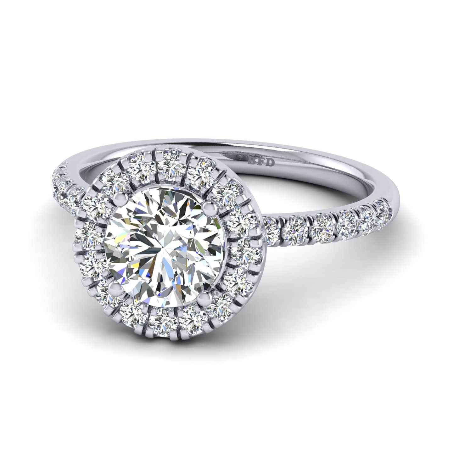 Delicate Lotus Basket- Round Diamond halo Ring