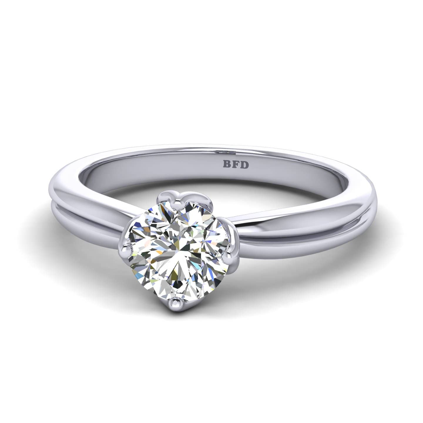 Tulip Basket Round Diamond Classic Solitaire Engagement Ring