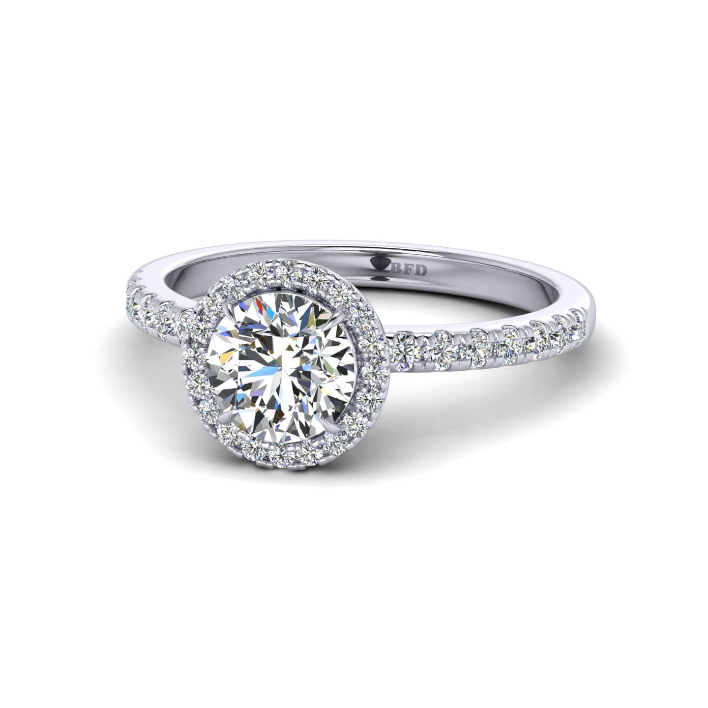 Round Diamond Halo Flower Engagement Ring