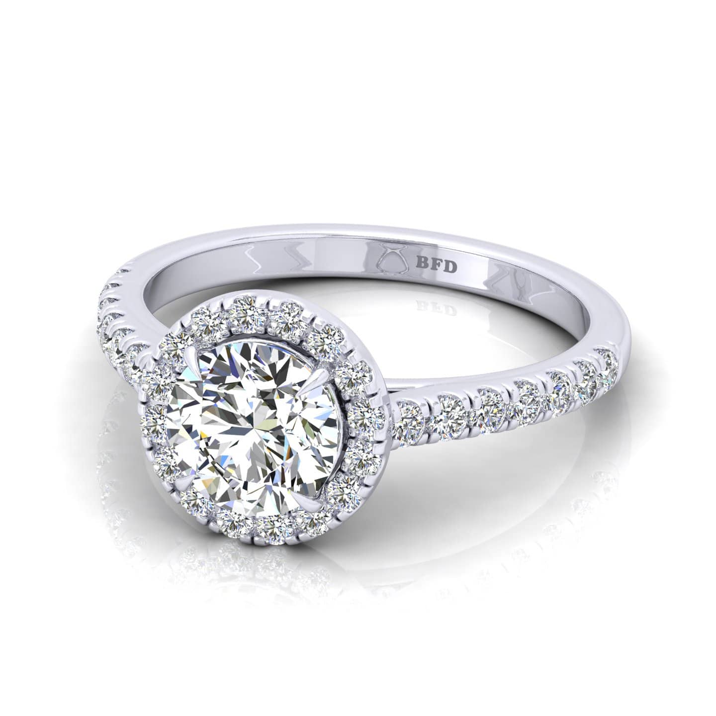Petite Round Diamond Claw Set Halo Ring