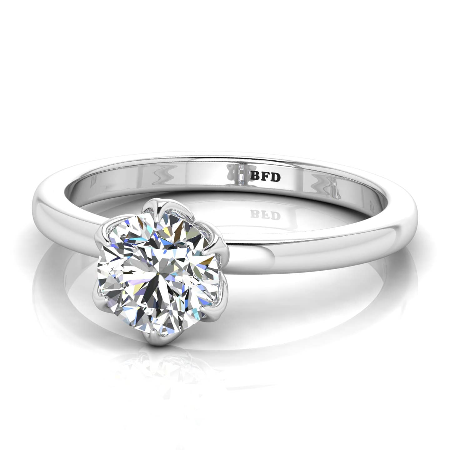 Tulip basket round diamond classic solitaire engagement ring