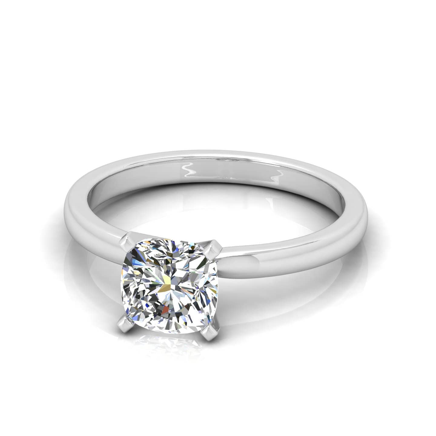 Classic Cushion Diamond Solitaire Engagement Ring