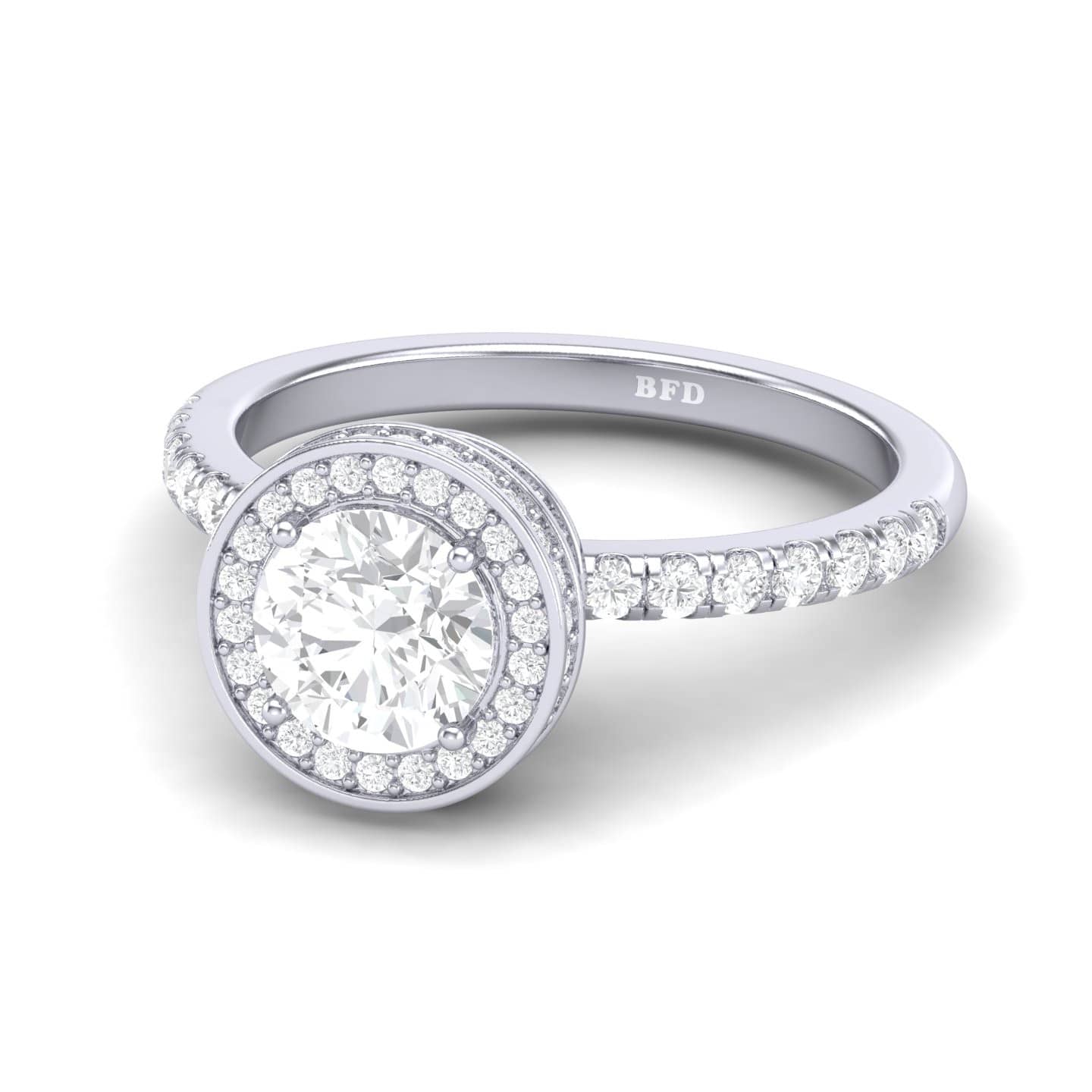 Round Diamond Double Hidden Halo Engagement Ring