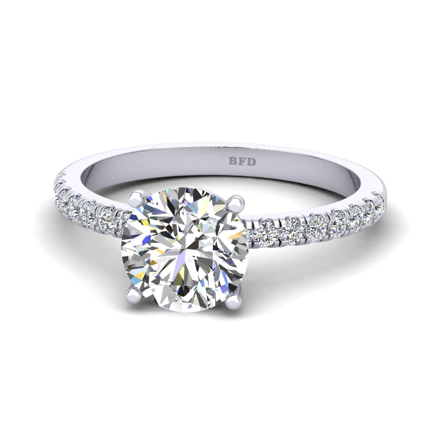 Round Diamond Pave Set Engagement Ring
