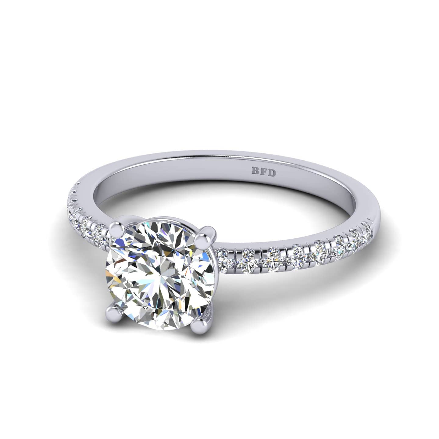 Round Diamond Pave Set Engagement Ring