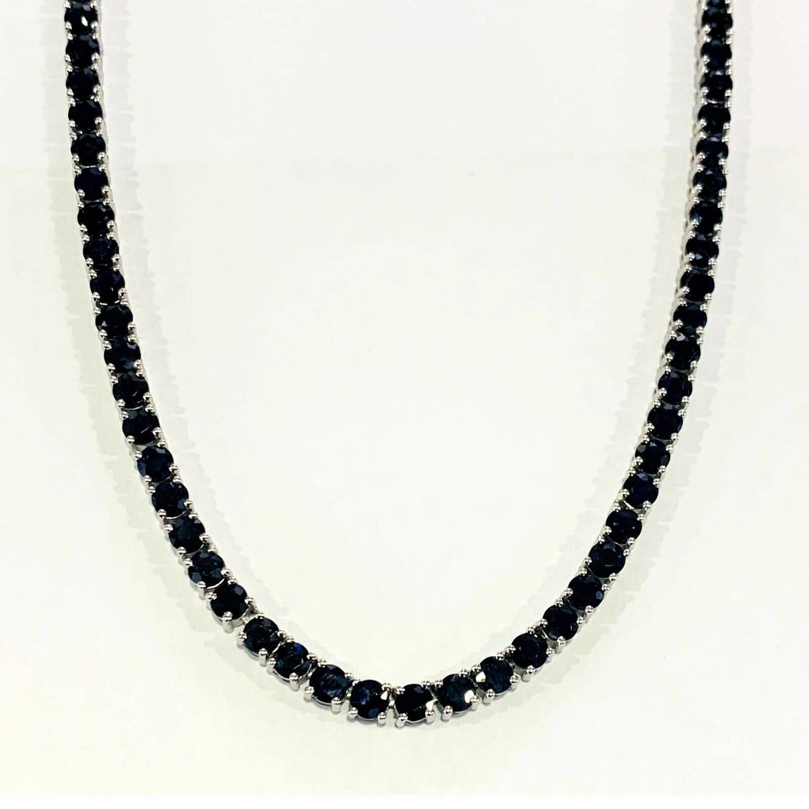100% NATURAL 40.00 CT TOP QUALITY ROUND DIAMOND CUT SAPPHIRE TENNIS NECKLACE - 17 INCHES