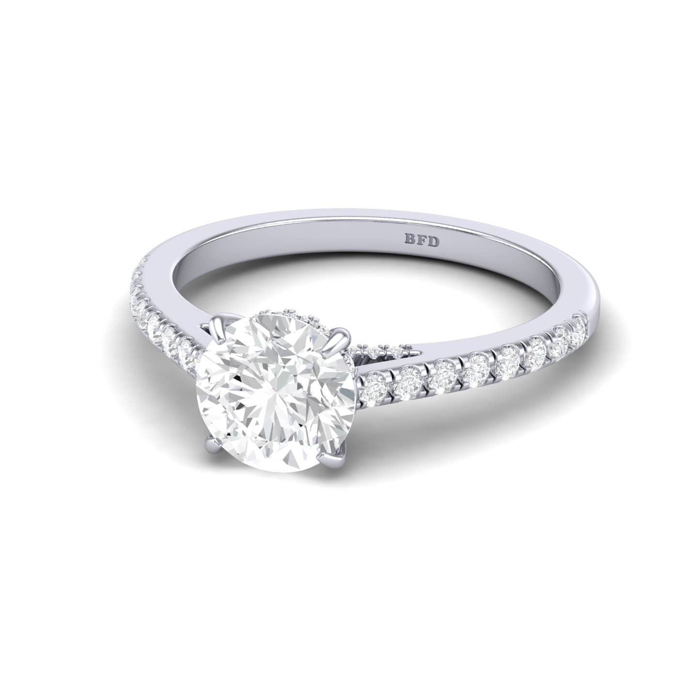 Hidden Accents Round Diamond Halo Engagement Ring