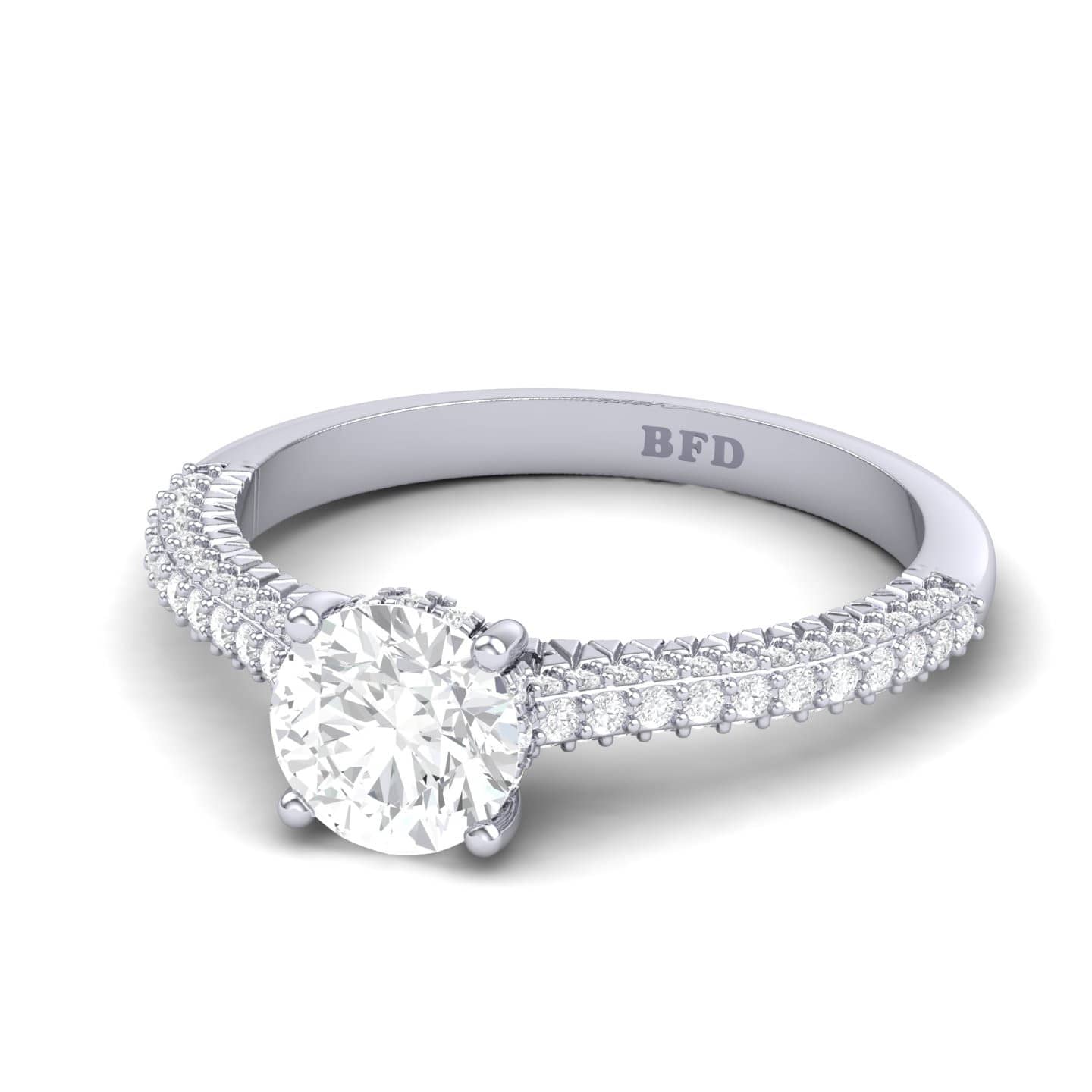 Round Diamond Secret Hidden Halo Engagement Ring